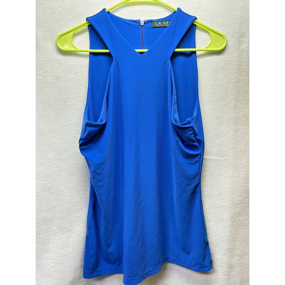 Ralph Lauren Womens Size Medium Blue Sleeveless Lined Blouse